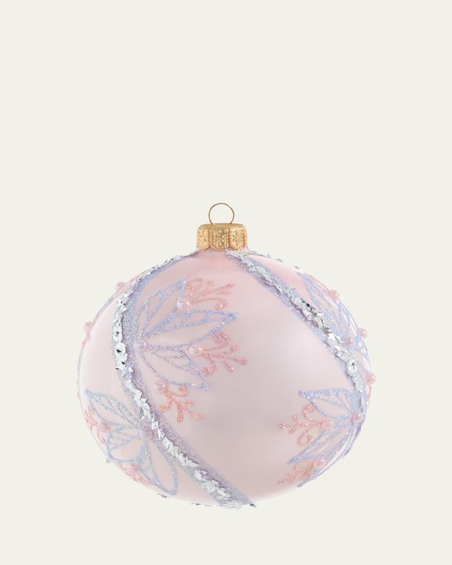 Champagne Opal Floral Ball Christmas Ornament